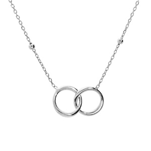 Collier en argent rhodi chane avec pendentif double cercle entreml 40+5cm - Vue 1