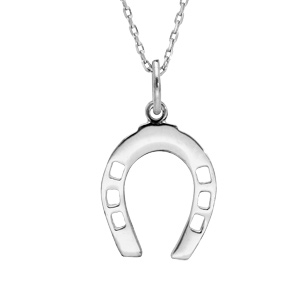 Collier en argent rhodi chane avec pendentif fer  cheval longueur 42+3cm - Vue 1