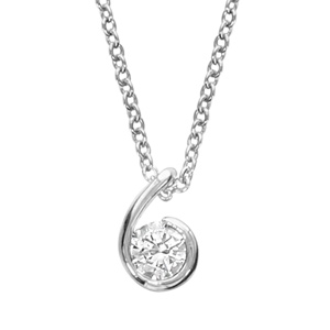 Collier en argent rhodi chane avec pendentif forme escargot avec oxyde blanc au milieu - longueur 40cm + 4cm de rallonge - Vue 1