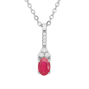 Collier en argent rhodi chane avec pendentif infini avec barrette et oxydes fuchsia et blancs sertis 40+5cm - Vue 1