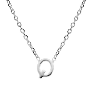 Collier en argent rhodi chane avec pendentif initiale Q 38+5cm - Vue 1