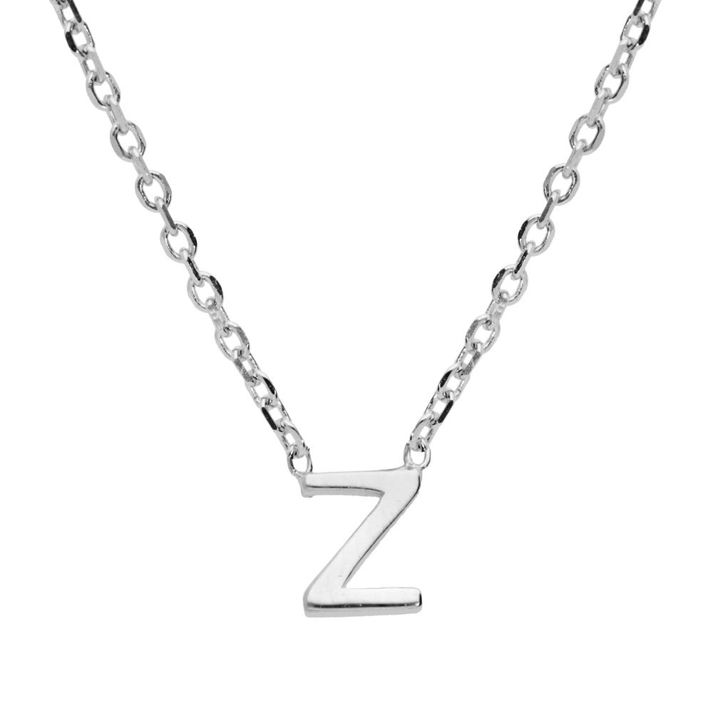 Collier en argent rhodi� cha�ne avec pendentif initiale Z 5mm - 38+5cm - Vue 1