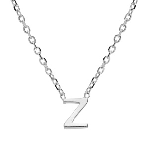 Collier en argent rhodié chaîne avec pendentif initiale Z 5mm - 38+5cm - Vue 1