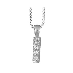 Collier en argent rhodi chane avec pendentif initiale I orne d\'oxydes blancs - longueur 45cm - Vue 1