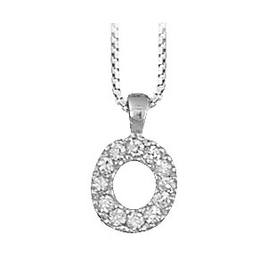 Collier en argent rhodi chane avec pendentif initiale O orne d\'oxydes blancs - longueur 45cm - Vue 1