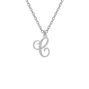 Collier en argent rhodi chane avec pendentif lettre anglaise C diamante longueur 40+4cm - Vue 1