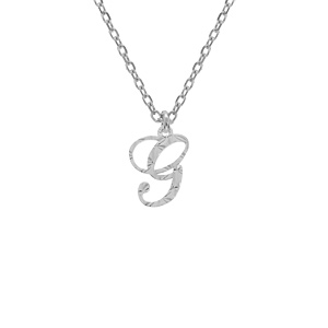 Collier en argent rhodi chane avec pendentif lettre anglaise G diamante longueur 40+4cm - Vue 1