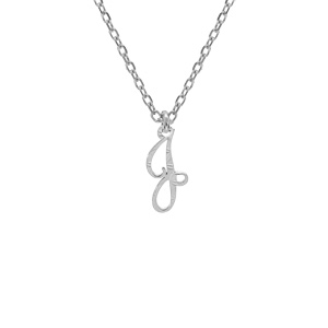 Collier en argent rhodi chane avec pendentif lettre anglaise J diamante longueur 40+4cm - Vue 1