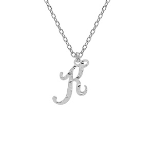 Collier en argent rhodi chane avec pendentif lettre anglaise K diamante longueur 40+4cm - Vue 1