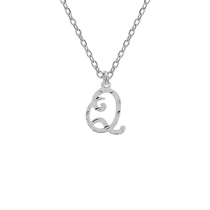 Collier en argent rhodi chane avec pendentif lettre anglaise Q diamante longueur 40+4cm - Vue 1