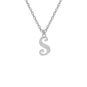 Collier en argent rhodi chane avec pendentif lettre anglaise S diamante longueur 40+4cm - Vue 1