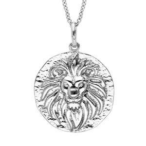 Collier en argent rhodi chane avec pendentif motif Lion finition antique 40+4cm - Vue 1