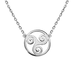 Collier en argent rhodi chane avec pendentif motif triskel 38cm + 4cm - Vue 1