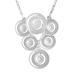 Collier en argent rhodi chane avec pendentif multi cercles 40+5cm - Vue 1