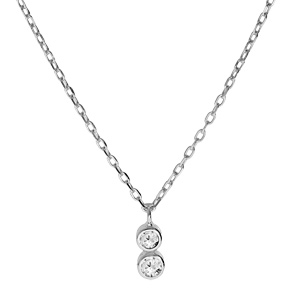 Collier en argent rhodi chane avec pendentif oxydes blancs sertis clos 40+3cm - Vue 1