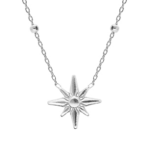 Collier en argent rhodi chane avec pendentif petite toile Edelweis 42+2,5cm - Vue 1