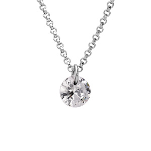 Collier en argent rhodi chane avec pendentif pierre blanche longueur 40+4cm - Vue 1