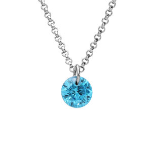 Collier en argent rhodi chane avec pendentif pierre bleue ciel longueur 40+4cm - Vue 1