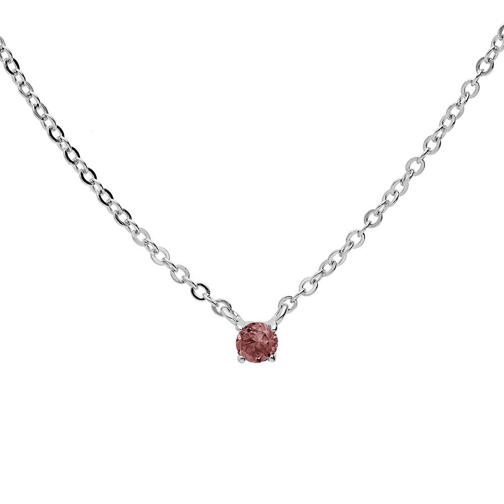Collier en argent rhodi� cha�ne avec pendentif pierre v�ritable Grenat 3mm 38+5cm - Vue 1