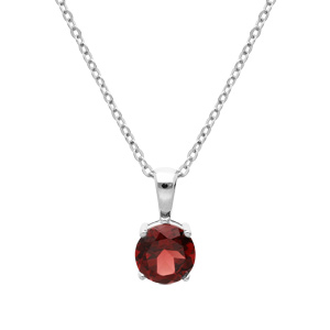 Collier en argent rhodi chane avec pendentif pierre vritable Grenat 6,5mm 42+3cm - Vue 1