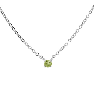 Collier en argent rhodi chane avec pendentif pierre vritable Pridot 3mm 38+5cm - Vue 1