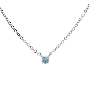 Collier en argent rhodi chane avec pendentif pierre vritable Topaze bleu 3mm 38+5cm - Vue 1