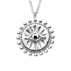 Collier en argent rhodi chane avec pendentif style ethnique 42+3cm - Vue 1