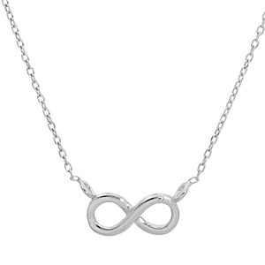 Collier en argent rhodi chane avec pendentif symbole infini - longueur 40cm + 3cm de rallonge - Vue 1