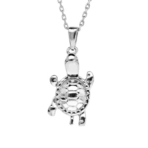 Collier en argent rhodi chane avec pendentif tortue 40+5cm - Vue 1