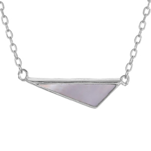 Collier en argent rhodi chane avec pendentif triangle de Nacre vritable rglableable 39+4cm - Vue 1