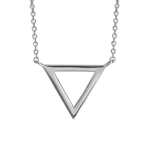 Collier en argent rhodi chane avec pendentif triangle vid - longueur 40cm + 4cm de rallonge - Vue 1