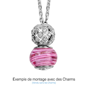 Collier en argent rhodié charms chaîne simple - longueur 47cm + 11cm de rallonge - Vue 1