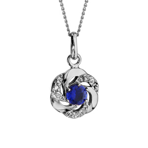 Collier en argent rhodi collection joaillerie chane avec pendentif fleur bleu fonc 42cm + 3cm - Vue 1