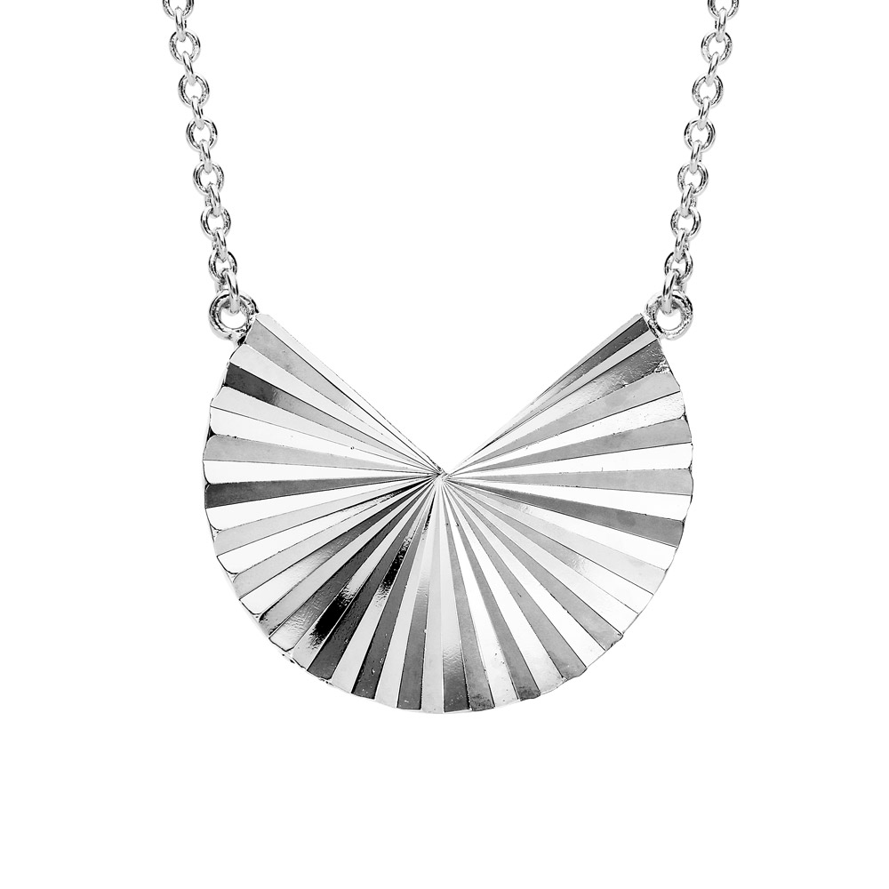 Collier en argent rhodi� disque ethnique d�coup� 40+4cm - Vue 1
