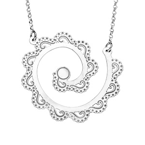 Collier en argent rhodié ethnique motif spirale avec vagues ajourées 40+5cm - Vue 1