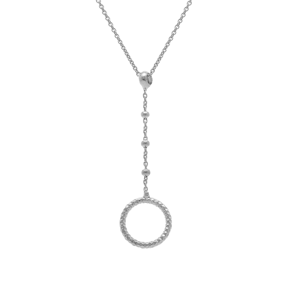 Collier en argent rhodi� forme cravate avec cercle - 40+5cm - Vue 1