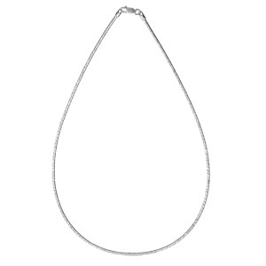 Collier en argent rhodié maille oméga diamantée - largeur 1,6mm et longueur 42cm - Vue 1
