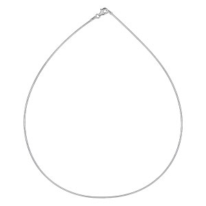 Collier en argent rhodi maille omga ronde - largeur 1mm et longueur 42cm - Vue 1