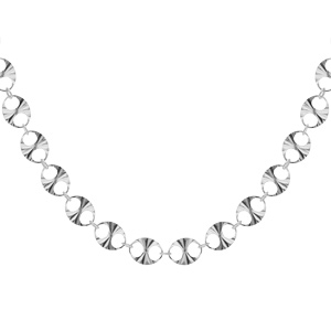 Collier en argent rhodi maille pastilles diamantes 42+3cm - Vue 1