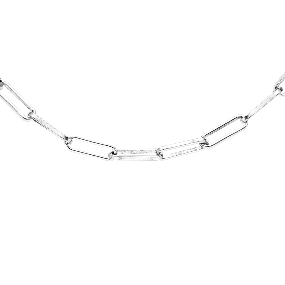 Collier en argent rhodi� maille rectangulaire 38+4cm - Vue 1