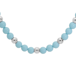 Collier en argent rhodi maille rectangulaire et chute de perles bleues 42+3cm - Vue 1