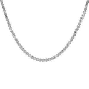 Collier en argent rhodi maille ronde et chute d\'oxydes blancs sertis 42+3cm - Vue 1