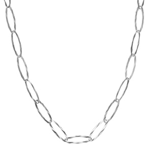 Collier en argent rhodié mailles ovales longues striées 42cm - Vue 1