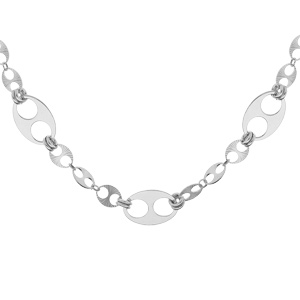 Collier en argent rhodi multi grain de caf plat 40+4cm - Vue 1