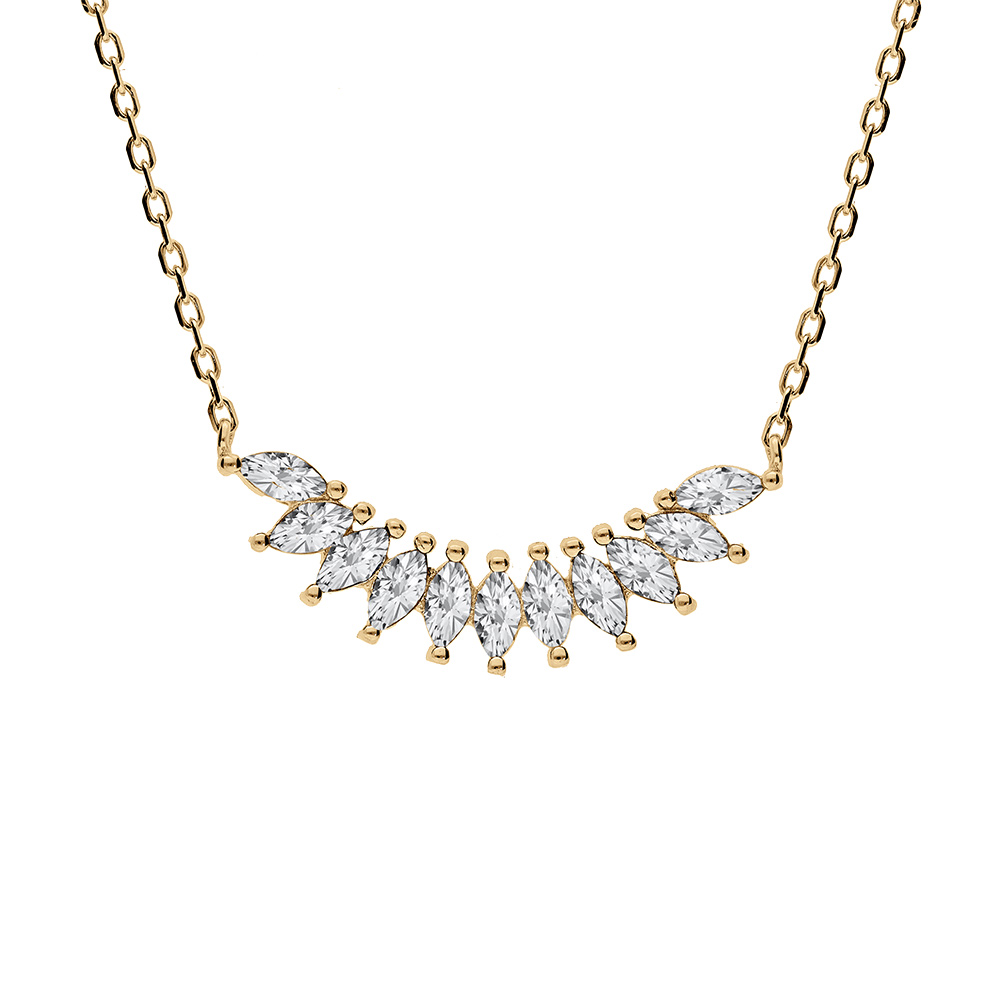 Collier en argent rhodi� navettes d\'oxydes blancs  - 42+3cm - Vue 1