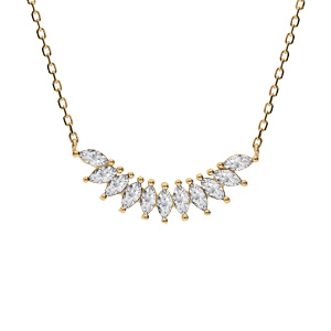Collier en argent rhodié navettes d\'oxydes blancs - 42+3cm - Vue 1