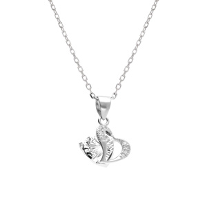 Collier en argent rhodié pendentif double coeur oxyde blancs - 40+3cm - Vue 1