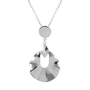 Collier en argent rhodi� pendentif forme g�ometrique - 40+5cm