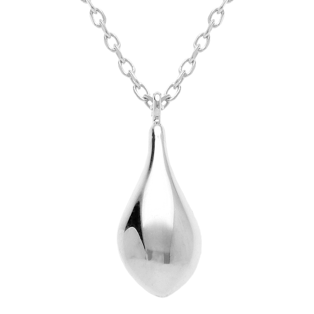 Collier en argent rhodi� pendentif goutte - 40+5cm - Vue 1