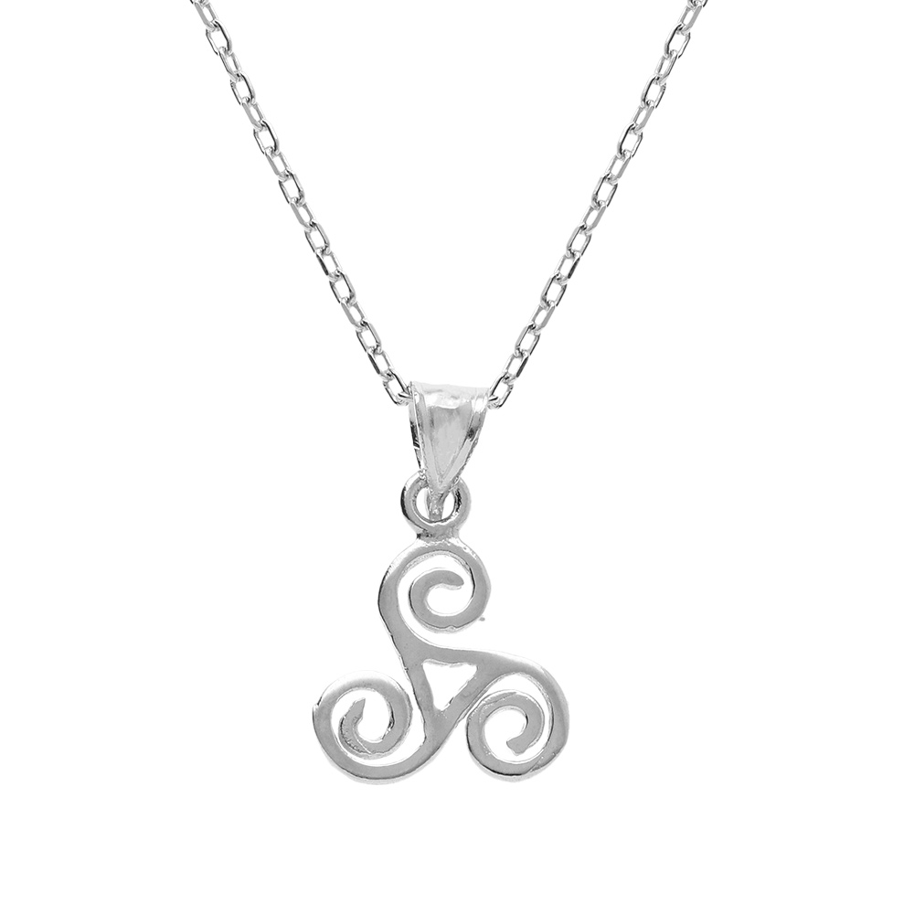 Collier en argent rhodi� pendentif triskel 10mm - 40+5cm - Vue 1